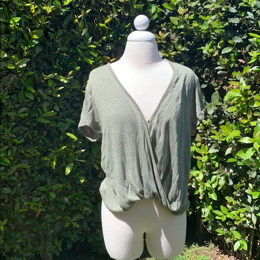 Free People Loose Olive Green Shirt